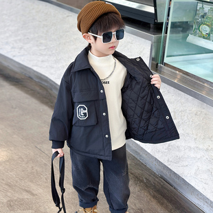 男童夹棉外套秋冬款2025新款儿童深秋初冬加厚上衣男孩薄款棉衣潮