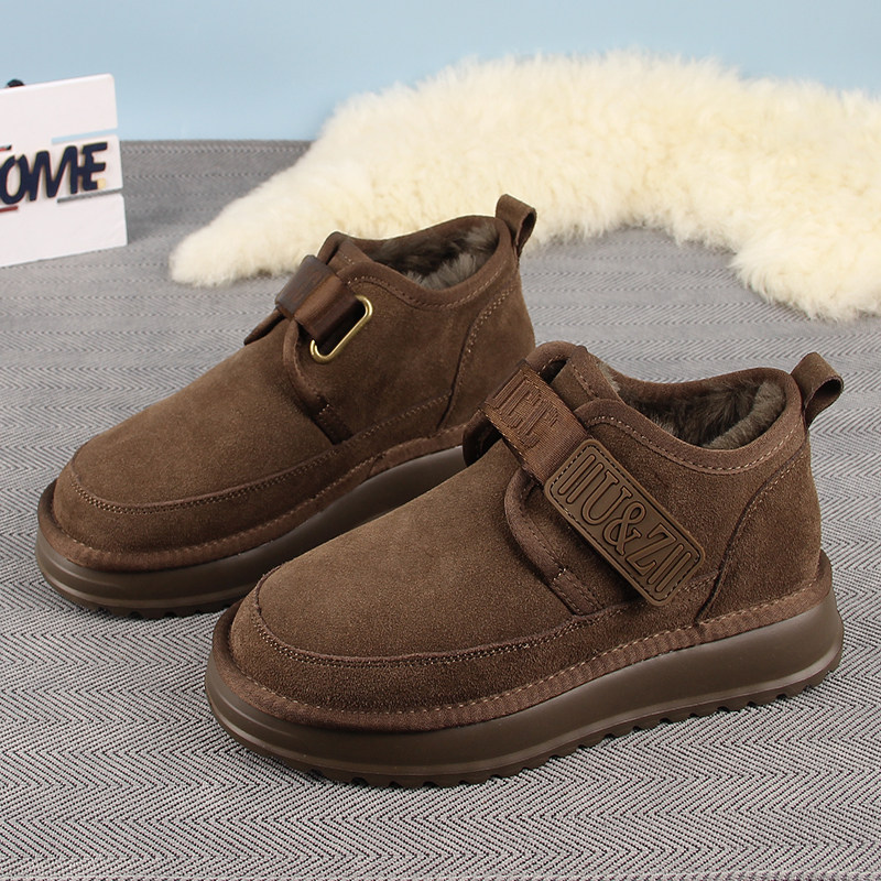 低帮男士雪地靴2024冬新款皮毛一体加绒加厚羊毛短靴防滑保暖棉鞋,流行男鞋,时尚雪地靴,淘宝优惠券,粉丝福利购,淘宝优惠卷