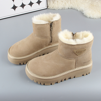 冬季新款全羊毛侧拉雪地靴女棉鞋