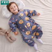 儿童保暖睡袋加绒婴儿秋冬季 宝宝分腿防踢被 加厚加绒连体睡衣新款