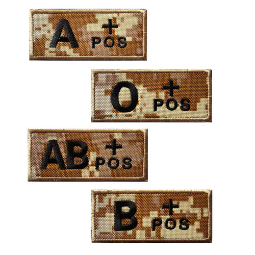 3D刺绣布贴血型章魔术贴章 A+ B+ AB+ O+POS迷彩包贴