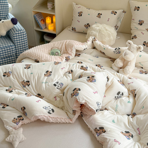 针织棉豆豆绒小星星四季被