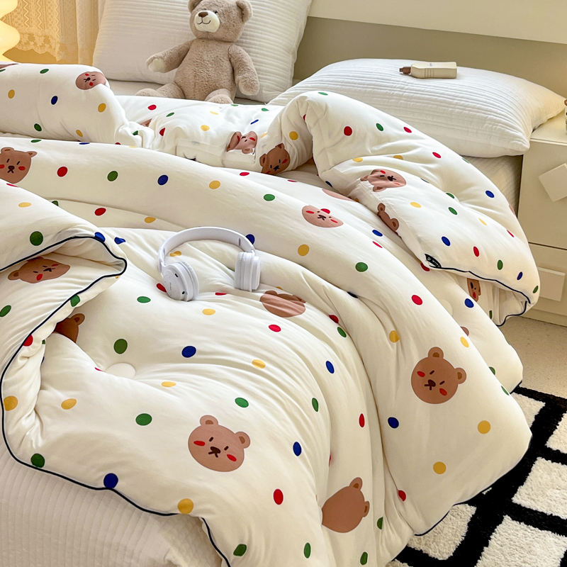 苣柔亲肤牛奶丝针织棉大豆四季被