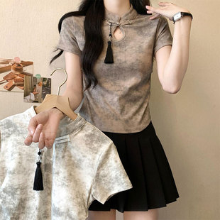 广东广州十三行女装高端欧货新中式国风刺绣花流苏短袖T恤上衣夏