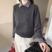 早秋2025新款 东莞大朗高端翻领带毛衣针织衫 不起球女正品 深圳南油