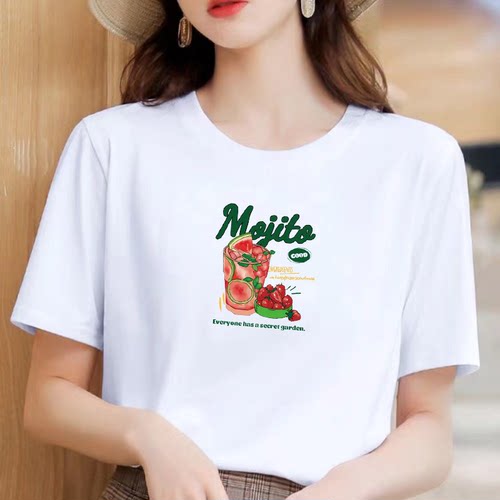 复古短袖T恤女夏季显瘦广州白马沙河十三行虎门普宁宽松t小众上衣
