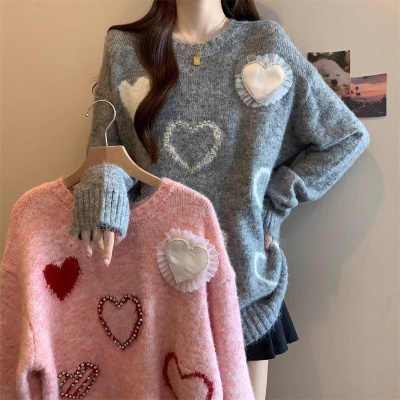 法式小香风加厚外穿大朗毛衣外套女秋冬内搭针织衫上衣大码高级感