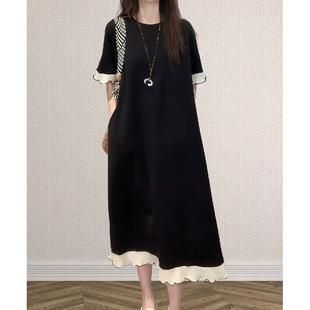 广东广州十三行爆款连衣裙夏季薄款中长款短袖T恤裙东莞虎门女装