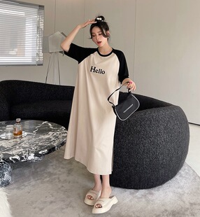 广东广州十三行爆款连衣裙夏季薄款中长款短袖T恤裙东莞虎门女装