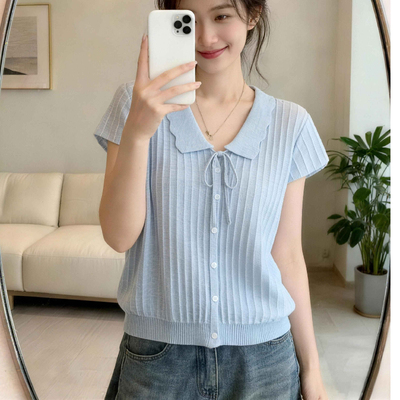 东莞大朗开衫外套女针织打底衫V领2026年夏季新款外搭短款毛衣女