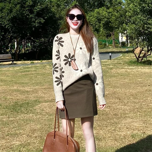 大狼毛衣女大郎大狼毛衣打衣衫女秋冬女士大郎的大浪不起球毛织