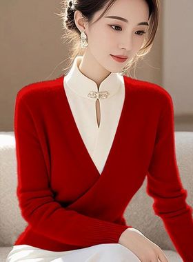 大狼毛衣女大郎大狼毛衣打衣衫女秋冬女士大郎的大浪不起球毛织