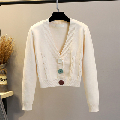 东莞大朗毛衣毛织大郎女秋冬2024新款杏色慵懒废土风针织开衫外套