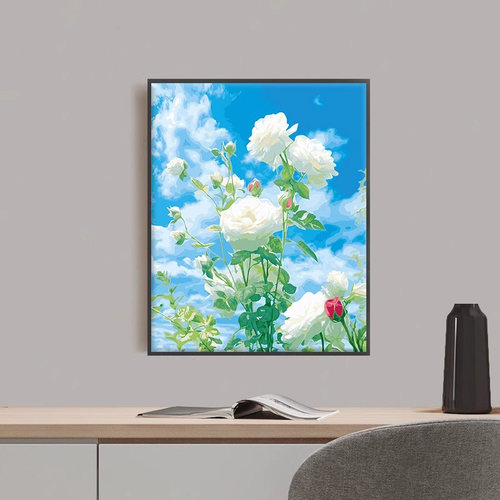 diy数字油画玫瑰花客厅餐厅卧室