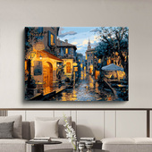 数字油画diy填色超高难度自己填充手工风景油彩涂色雨后小巷画画