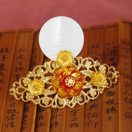 古风贝壳花朵超仙明制供养人发冠