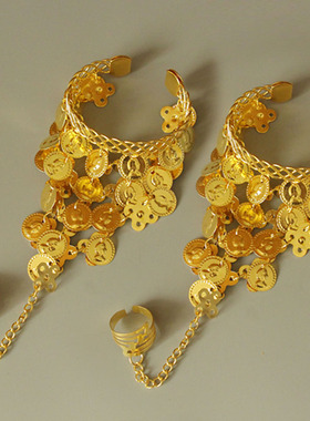 敦煌飞天舞配饰手镯异域风情印度舞肚皮舞指环手链古典舞戒指手环