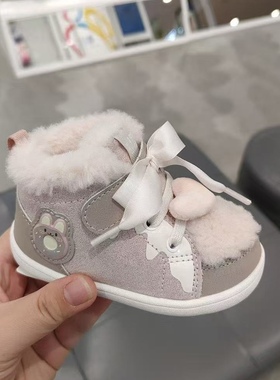 专柜正品江博士2025冬女宝一段加绒保暖学步鞋机能鞋1B13A4005DW2