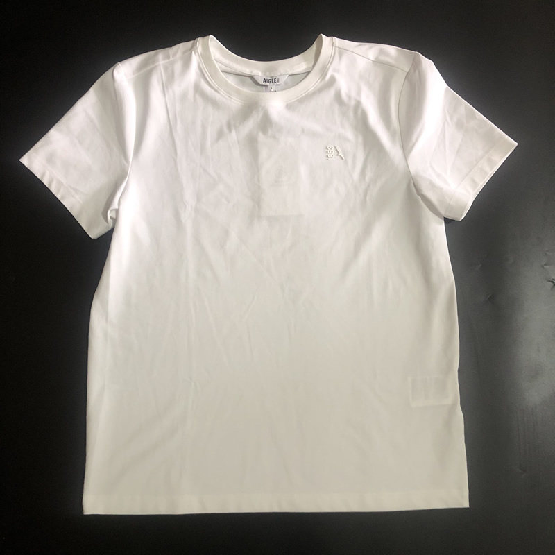 艾高圆领速干短袖白色T恤图片