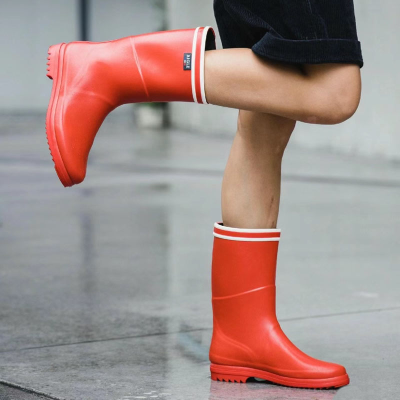 法国产AIGLE艾高胶靴女手工雨鞋中筒靴防滑耐磨潮CHANTEBOOT STR