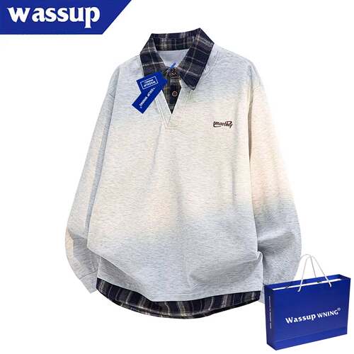 免费试穿~假两件polo领卫衣男女