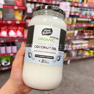 澳洲原装进口HONEST GOODNESS初榨冷榨椰子油生酮低卡1L实惠装