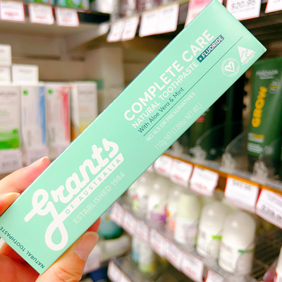 澳洲原装进口grants芦荟薄荷含氟牙膏清新口气清洁牙齿110g正品