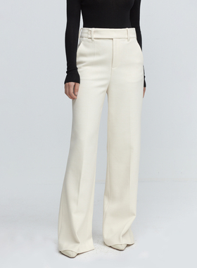 LORRAINES 加厚总裁裤-精英感羊毛高腰垂感显瘦大长腿阔腿西装裤