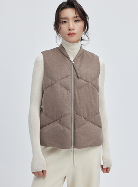 LORRAINES25冬新款 芬尼冬日-菱格复古美拉德双拉链保暖羽绒马甲