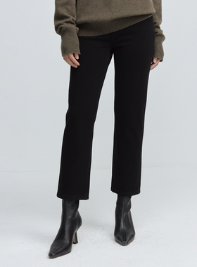 LORRAINES25冬新款 经典口碑款-棉弹高腰九分直筒修身牛仔小黑裤