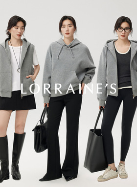 LORRAINE'S 空气层新疆长绒棉百搭连帽套头卫衣马甲休闲卫衣系列