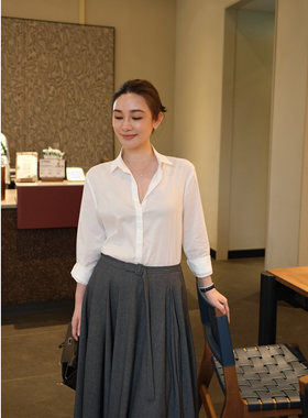 LORRAINES 古堡温莎-100棉经典版气质翻领通勤长袖白衬衫