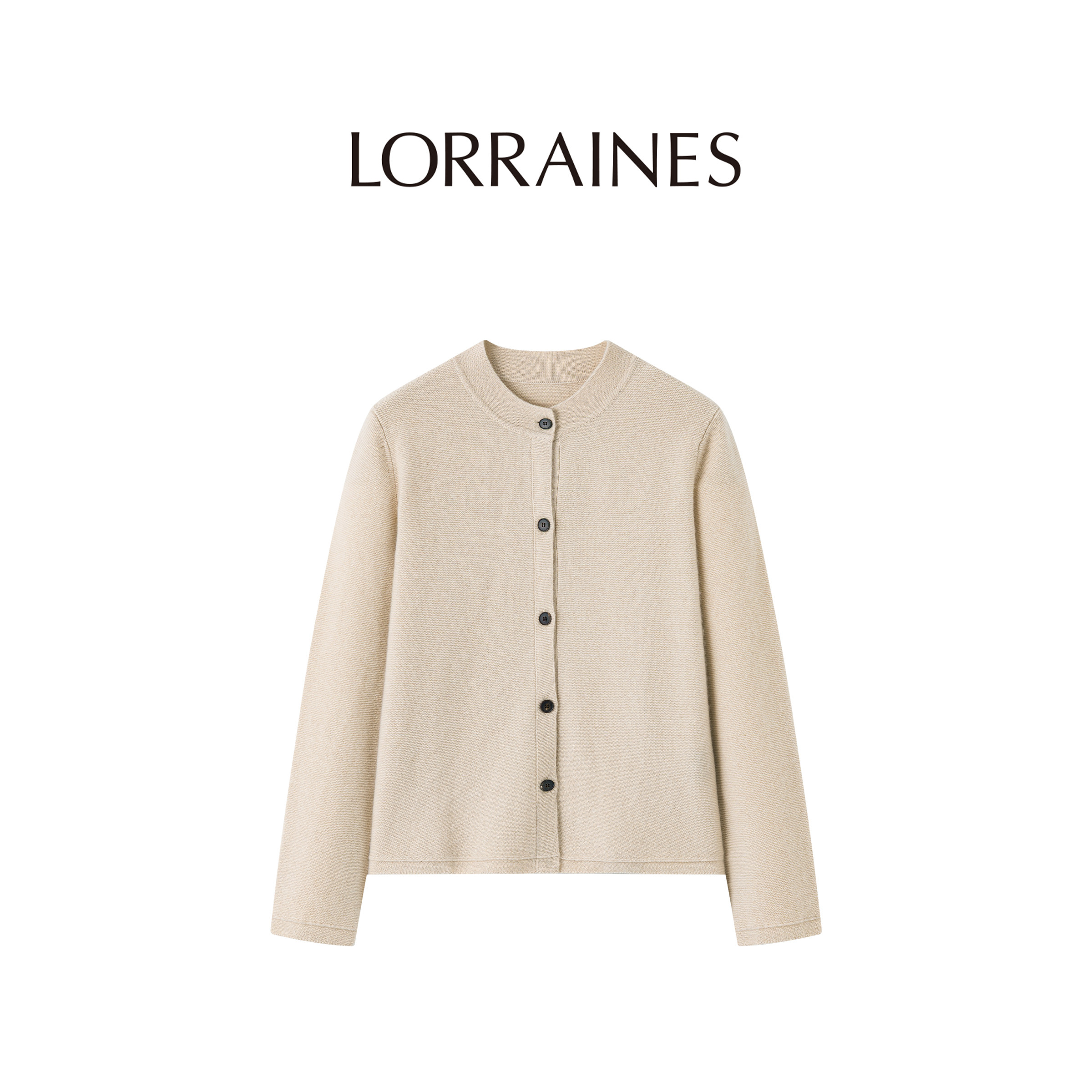 LORRAINES 老派优雅-100小山羊绒东方佳人立领针织开衫外套