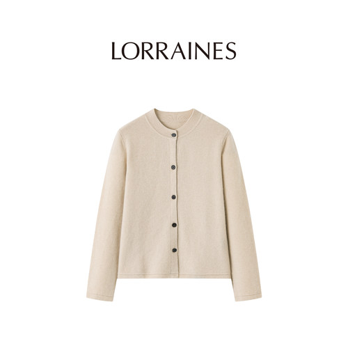 LORRAINES 老派优雅-100小山羊绒东方佳人立领针织开衫外套