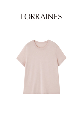 LORRAINES 精致生活系列-老钱感精纺羊毛金银丝圆领正肩针织短袖