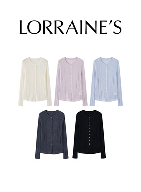 LORRAINES 轻入夏-2/80支100新澳精纺羊毛圆领破洞瘦坑条针织开衫