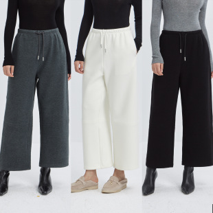 九分裤 高腰松紧绒感宽腿显瘦运动裤 休闲美学 云朵裤 LORRAINES