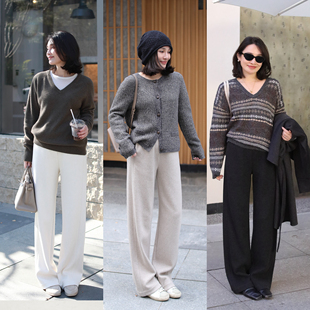 百搭松紧腰显瘦亲肤休闲直筒阔腿裤 LORRAINES25冬新款 本命神裤