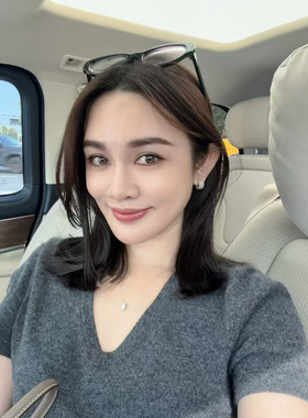 LORRAINES春新款 职场美学-100精纺羊绒V领简约针织短袖通勤打底