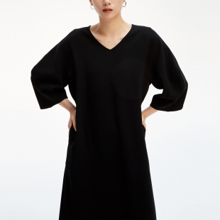 立裁简约松弛V领长款 法式 连衣裙 静奢风 LORRAINES