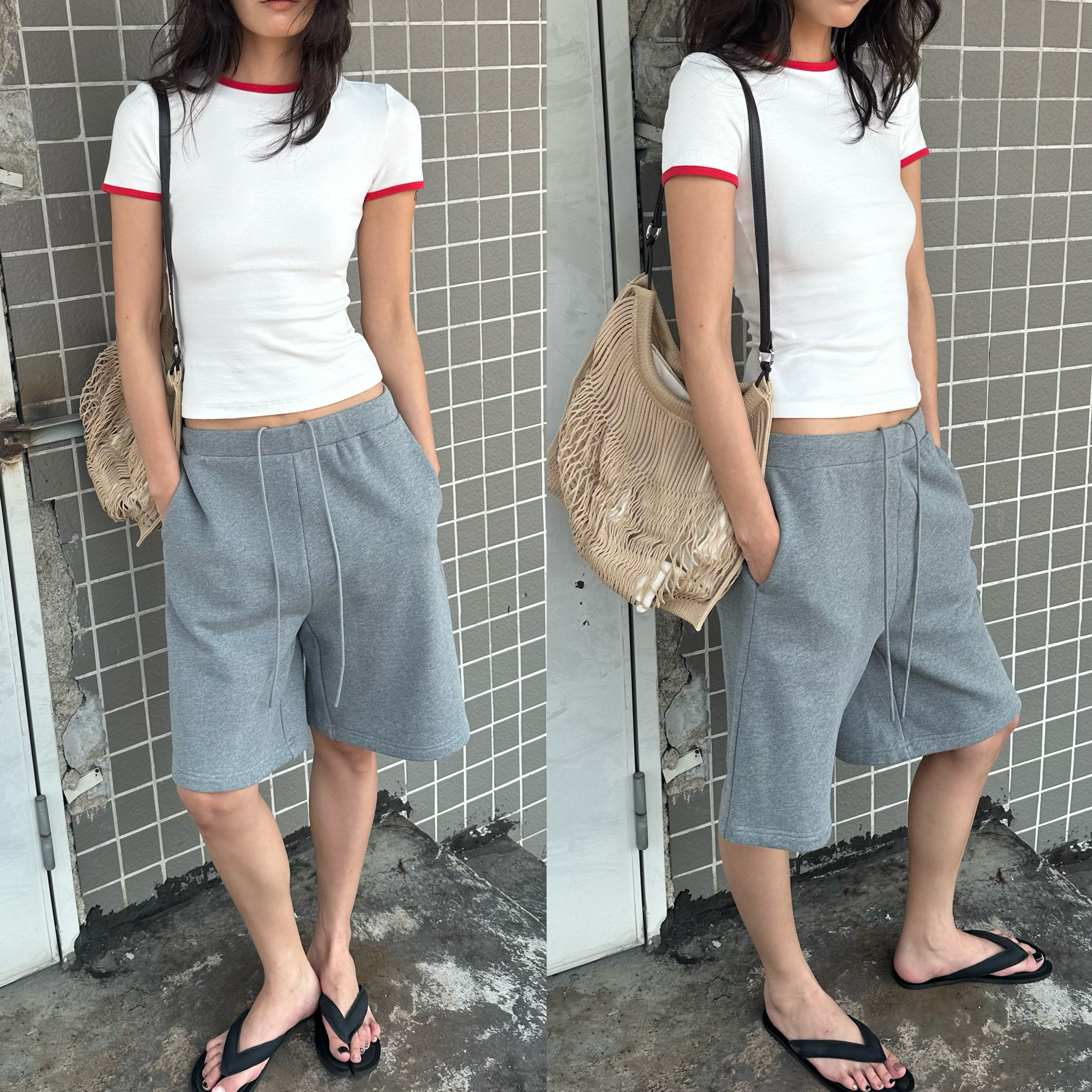 WEEEECHAN次日早晨｜彩色撞边舒爽棉质华夫格圆领正肩修身短袖T恤