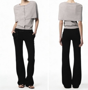 现货 WEEEECHAN次日早晨 优雅假两件斗篷针织开衫 白色/灰色