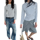 宅女同款 T恤 多色条纹圆领合身九分袖 WEEEECHAN｜经典 基础款