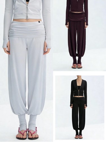 现货 yb面料 WEEEECHAN 莱赛尔时髦轻运动堆堆腰踩脚羊腿裤女