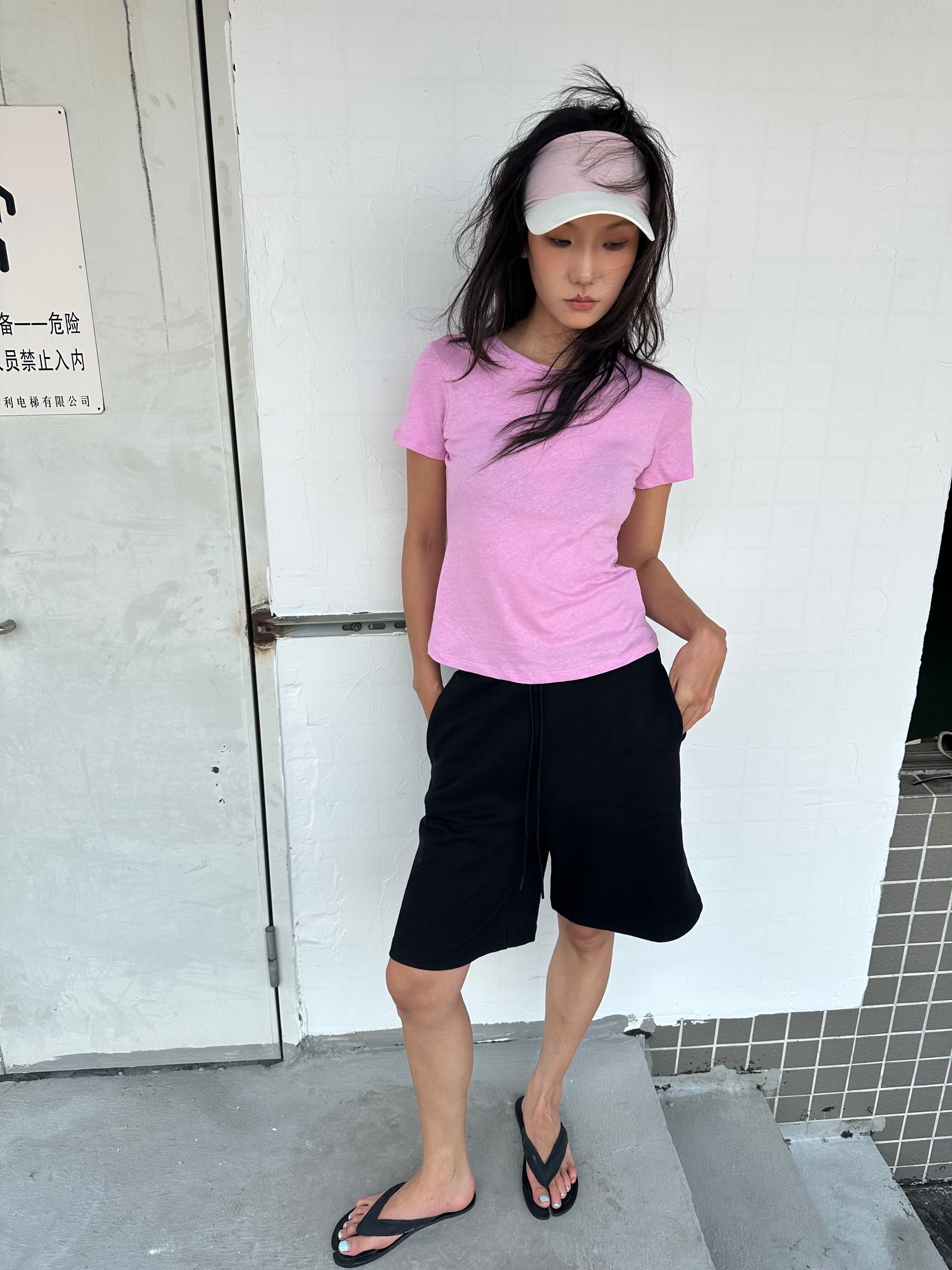 WEEEECHAN次日早晨 基础款亚麻棉柔软清凉正肩合身圆领短袖T恤