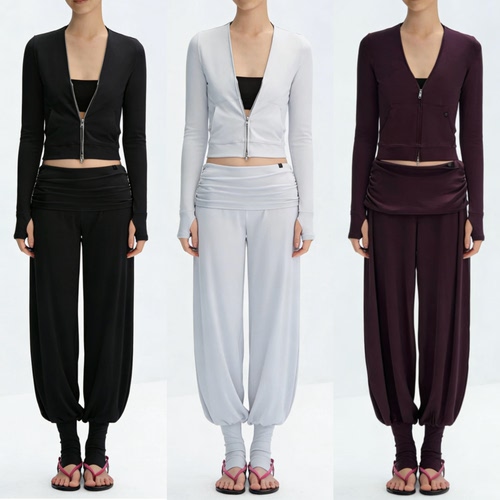 部分现货 WEEEECHAN 柔软亲肤的天丝混纺弹力V领修身拉链长袖外套