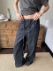 WEEEECHAN次日早晨 复古竹节纱肌理松紧腰头抽绳宽松阔腿牛仔裤