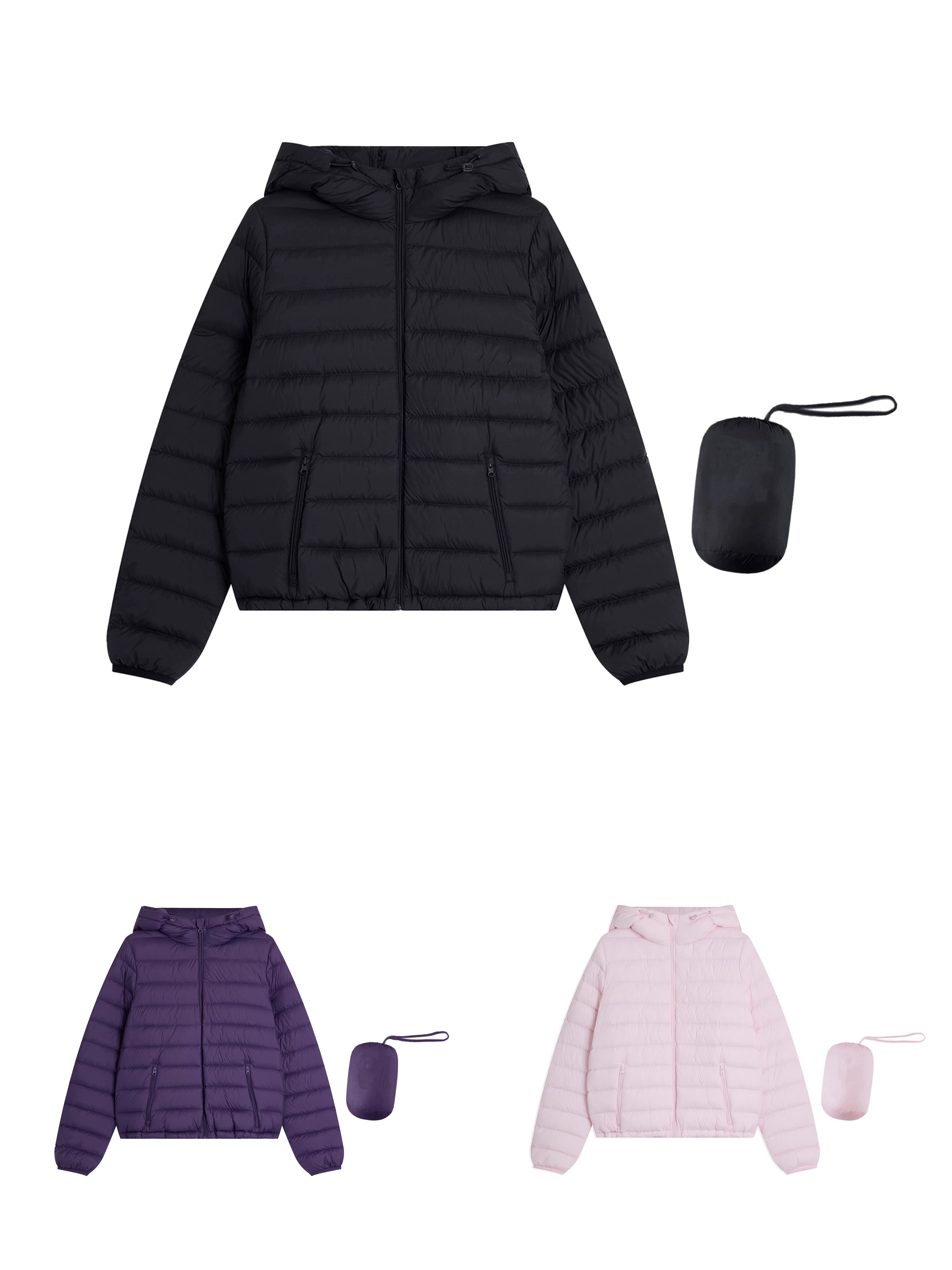 WEEEECHAN次日早晨 90白鸭绒宽松正肩短款连帽外套绗缝轻薄羽绒服