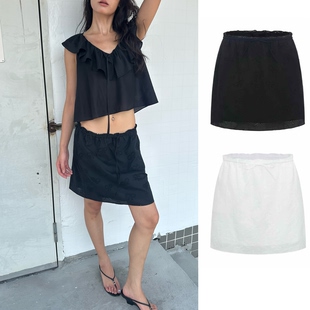 现货 还原 WEEEECHAN次日早晨 蝴蝶结刺绣半裙 白色/黑色