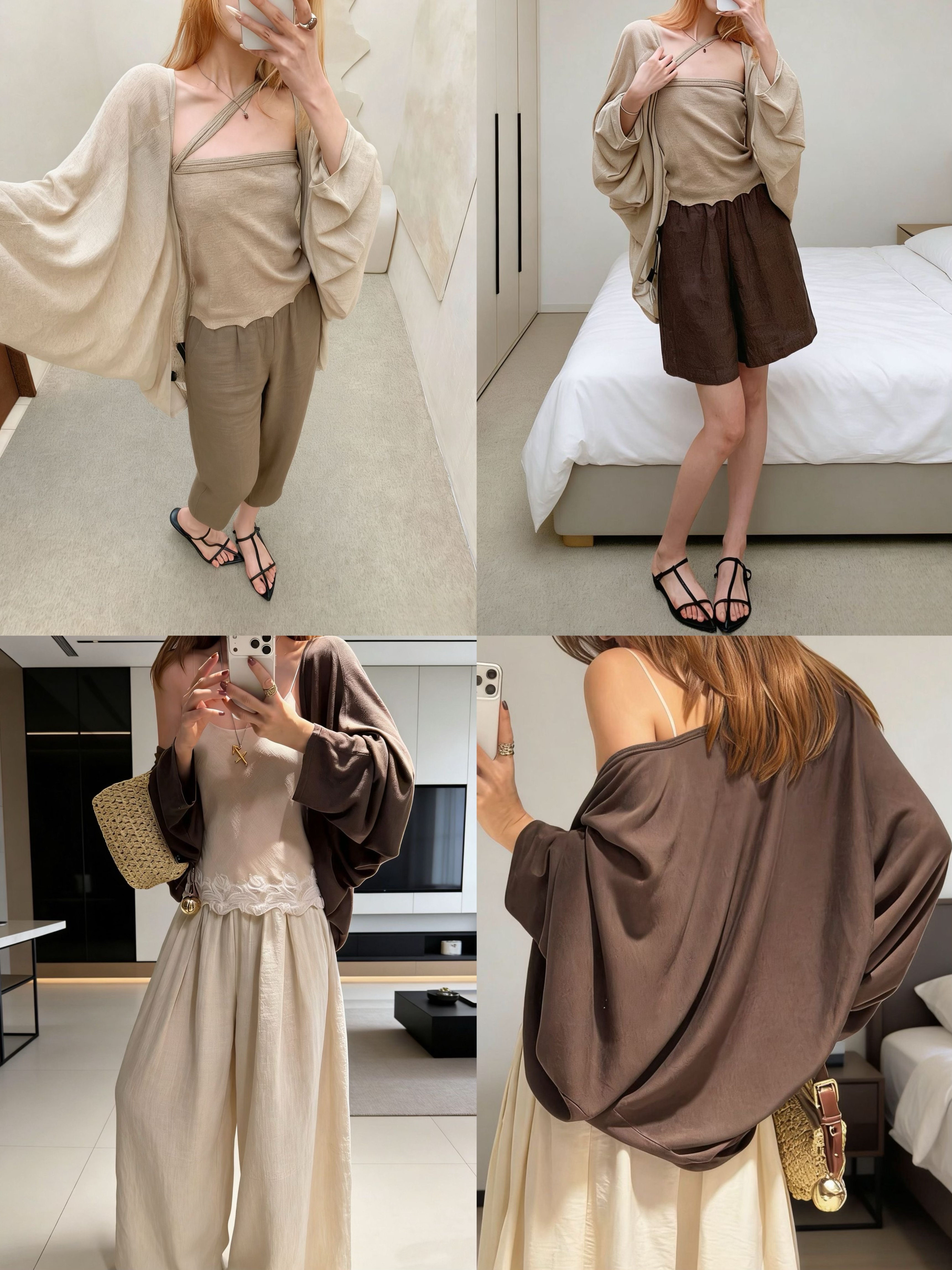 现 WEEEECHAN 法式亚麻防晒蝙蝠袖开衫慵懒针织罩衫薄款外套